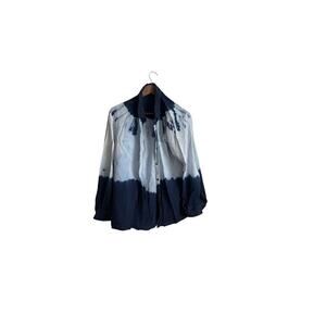 Rock & Republic Women’s XL Blue White Ombre Tie Dye Button Up Shirt 100% Rayon